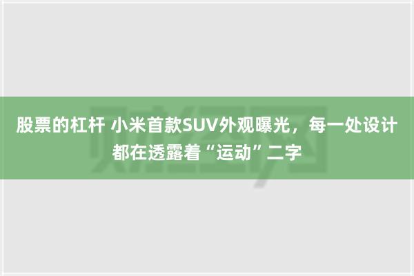 股票的杠杆 小米首款SUV外观曝光，每一处设计都在透露着“运动”二字